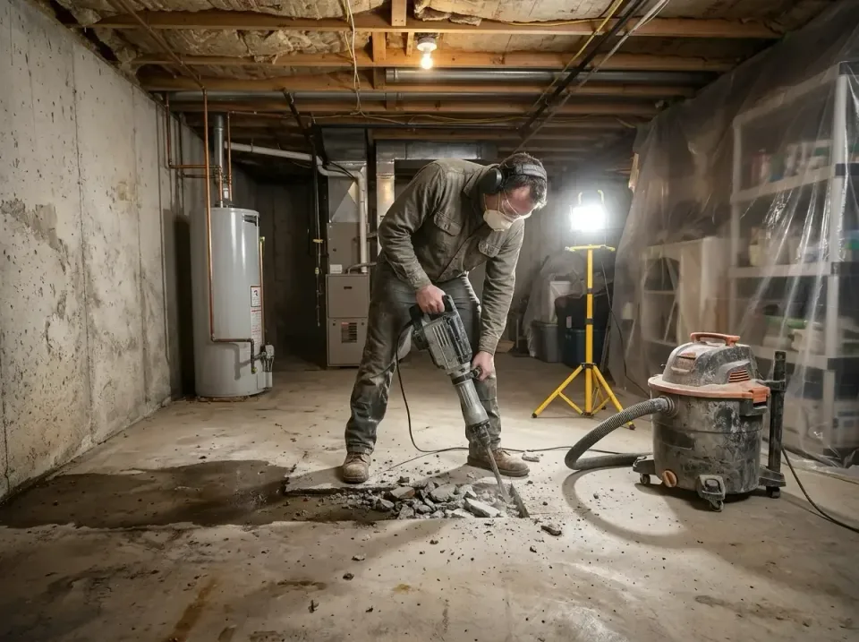 Plumber — Basement Plumber — Basement — Plumber, Jackhammer, Water Heater, Basement, Plumbing